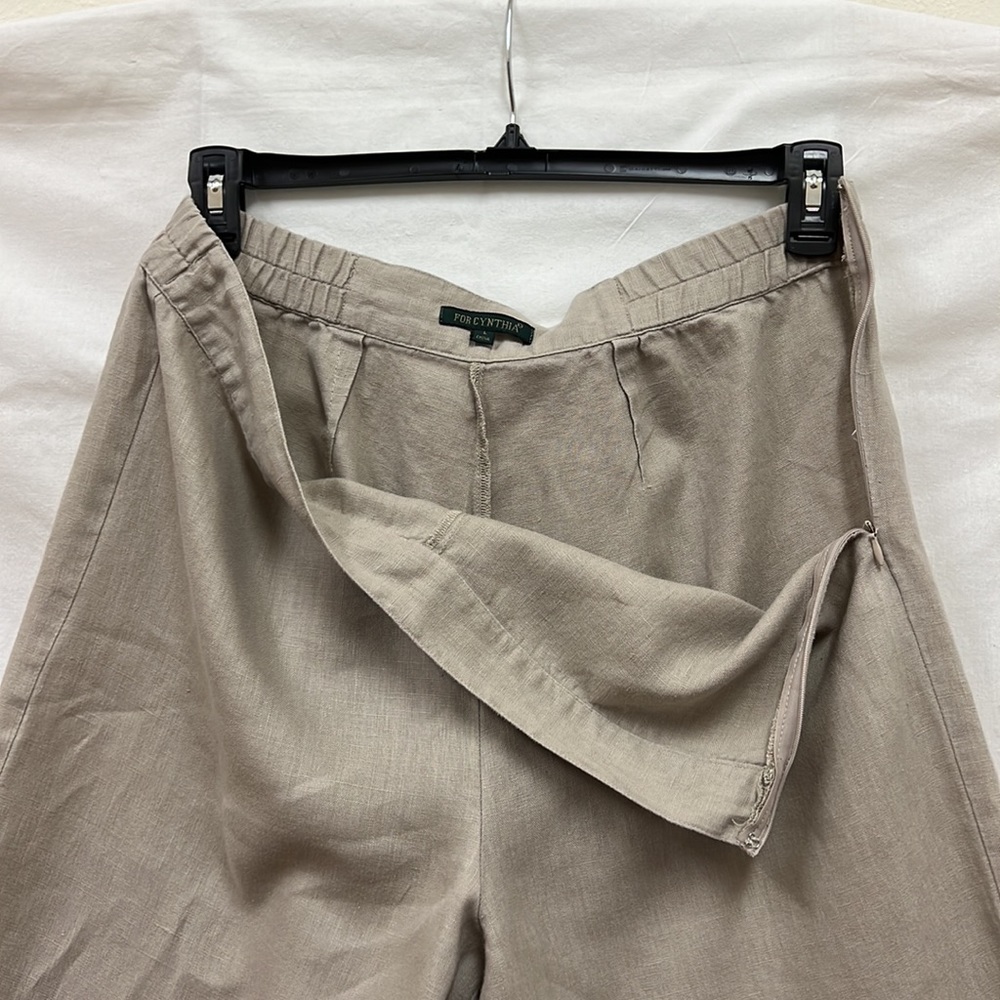 Linen light color wide leg pants - Picture 7 of 12